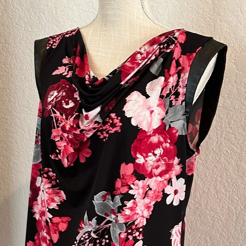 Anne Klein Sleeveless Shell Top with Faux Leather Accents - Picture 3 of 8